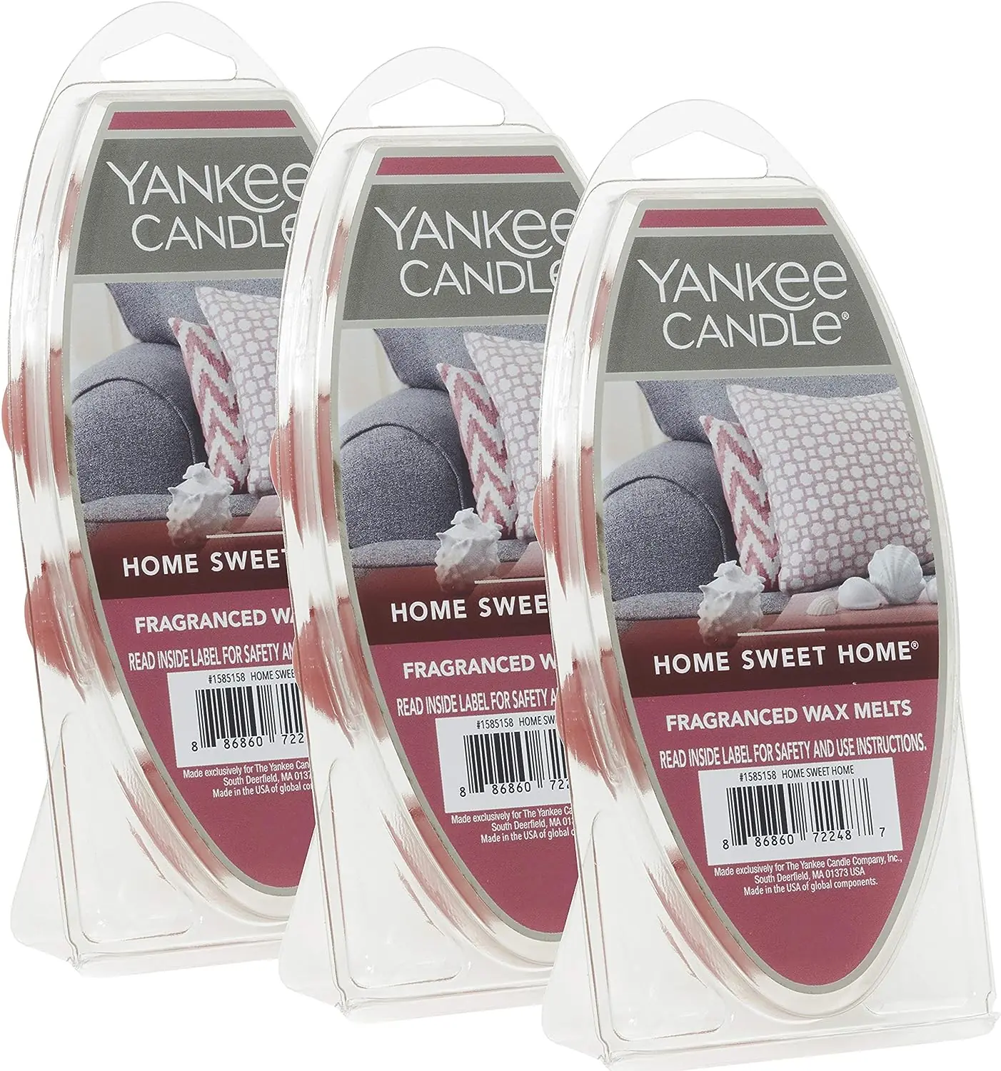Yankee Candle Home Sweet Home Wax Melts, 6 Count (Pack of 3), Ideal for Use in All Wax Warmers, Perfect for DIY Candle Making