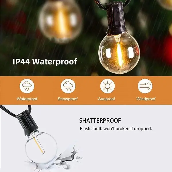 Outdoor String Lights 25ft, G40 Led Patio Lights with 13pcs Bulbs,Waterproof Shatterproof Dimmable Connectable Hanging Globe Outdoor Lights for Cafe Bistro Backyard Gazebo Balcony Party, Black - Image 5
