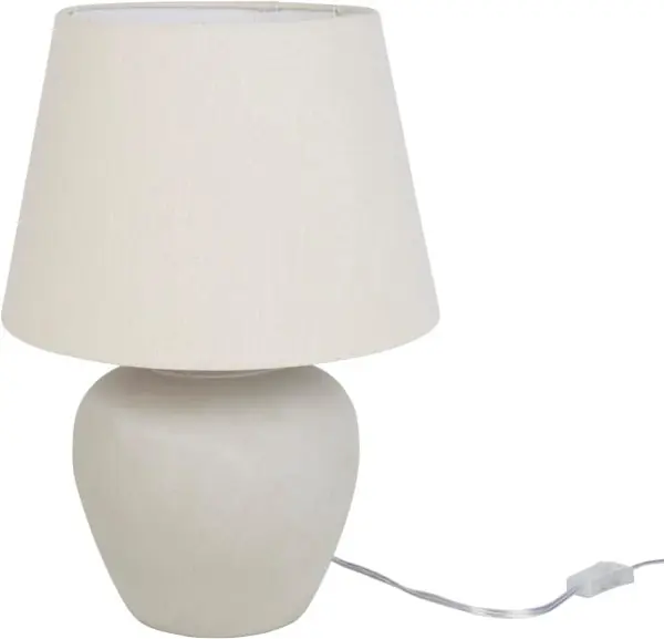 Nourison 20" Light Grey Ceramic Cement Pot Table Lamp for Bedroom, Living Room, Console, End Table - Image 2