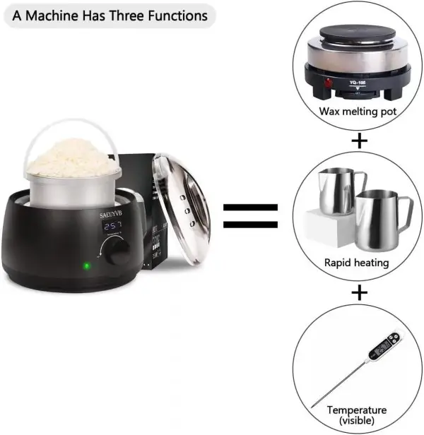 SAEUYVB Wax Melter for Candle Making,Candle Melting Pot,Candle Wax Melter,Multifunctional Wax Melting Tool with LED Temperature Display - Image 3
