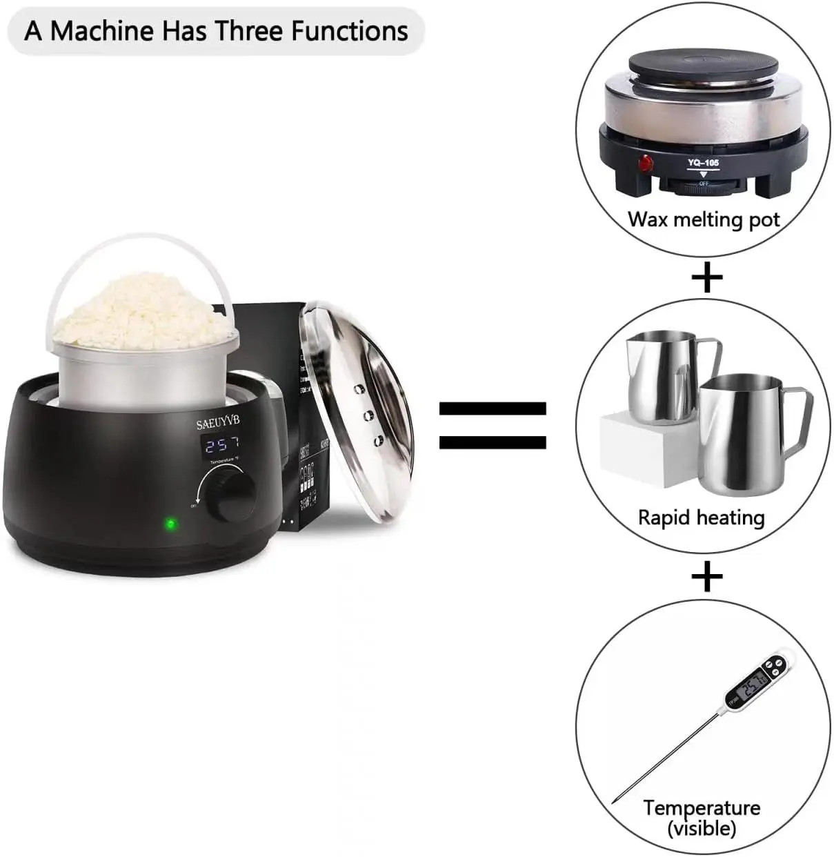 SAEUYVB Wax Melter for Candle Making,Candle Melting Pot,Candle Wax Melter,Multifunctional Wax Melting Tool with LED Temperature Display - Image 3