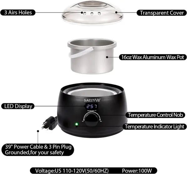 SAEUYVB Wax Melter for Candle Making,Candle Melting Pot,Candle Wax Melter,Multifunctional Wax Melting Tool with LED Temperature Display - Image 4