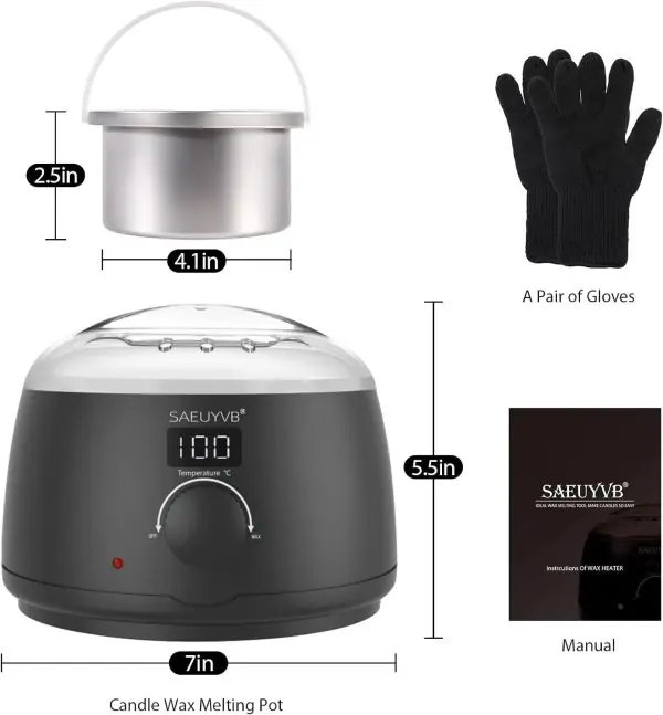 SAEUYVB Wax Melter for Candle Making,Candle Melting Pot,Candle Wax Melter,Multifunctional Wax Melting Tool with LED Temperature Display - Image 2