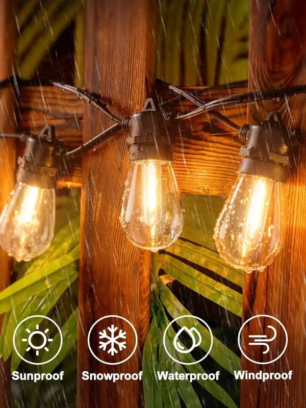 addlon 25FT LED Outdoor String Lights with Edison Shatterproof Bulbs, Heavy-Duty and Weatherproof Strand, Commercial Grade Patio Lights, Decorative for Garden or Patio, Black - Image 5