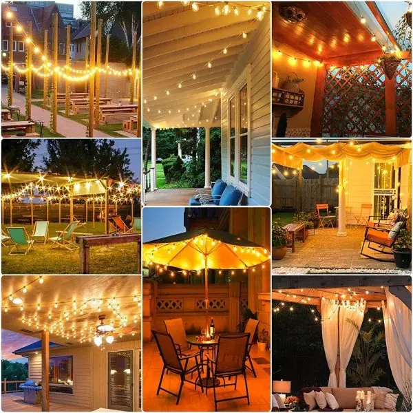 Outdoor String Lights 25ft, G40 Led Patio Lights with 13pcs Bulbs,Waterproof Shatterproof Dimmable Connectable Hanging Globe Outdoor Lights for Cafe Bistro Backyard Gazebo Balcony Party, Black - Image 3