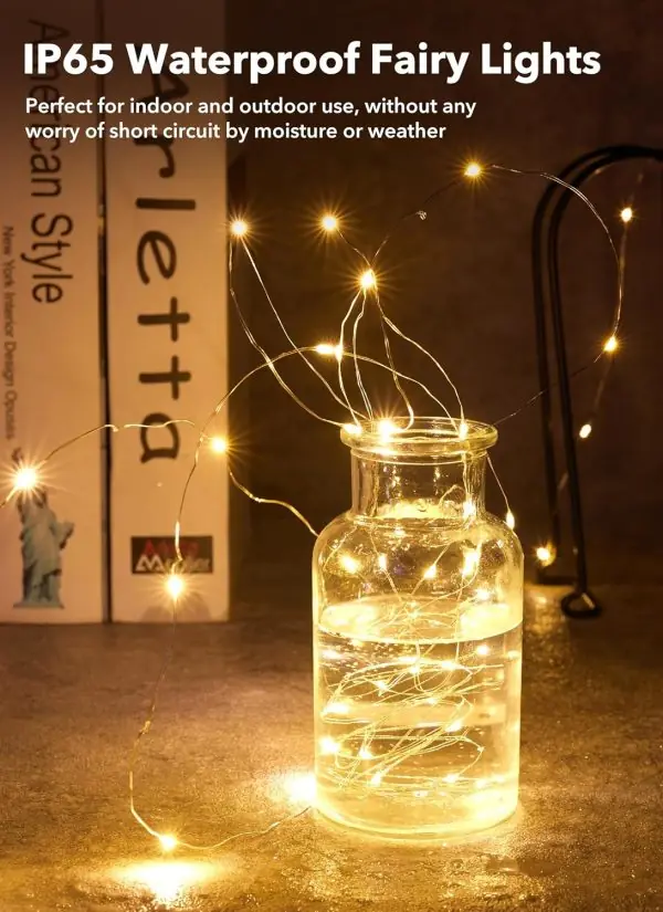 Brightown 12 Pack LED Fairy Lights Battery Operated String Lights - 7ft 20LED Waterproof Silver Wire Firefly Starry Moon Lights for DIY Crafts Wedding Table Centerpieces Party Bedroom Christmas - Image 4