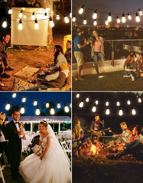 100FT Outdoor String Lights Waterproof, Outdoor Lights with S14 Shatterproof Bulbs, Connectable Hanging Patio Lights, IP55 Commercial Grade LED Outdoor String Lights for Outside, Patio, Bistro - Image 6