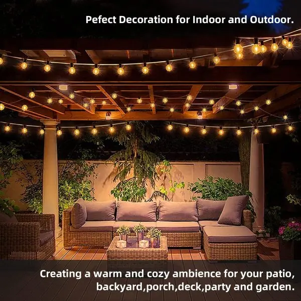 Outdoor String Lights 25ft, G40 Led Patio Lights with 13pcs Bulbs,Waterproof Shatterproof Dimmable Connectable Hanging Globe Outdoor Lights for Cafe Bistro Backyard Gazebo Balcony Party, Black - Image 4
