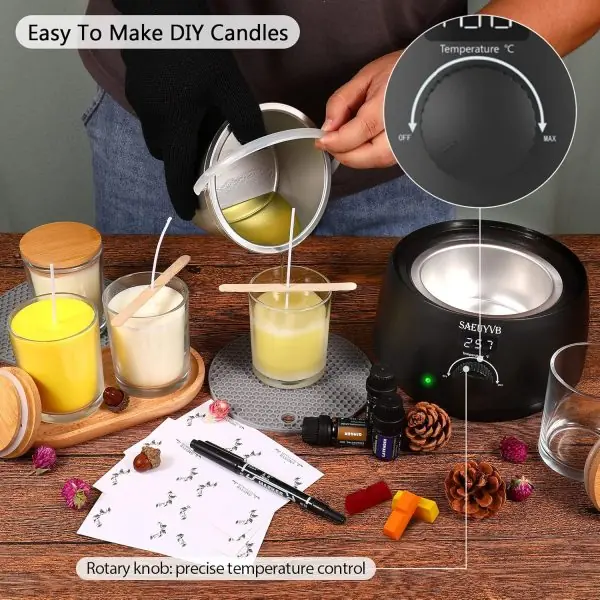 SAEUYVB Wax Melter for Candle Making,Candle Melting Pot,Candle Wax Melter,Multifunctional Wax Melting Tool with LED Temperature Display - Image 6